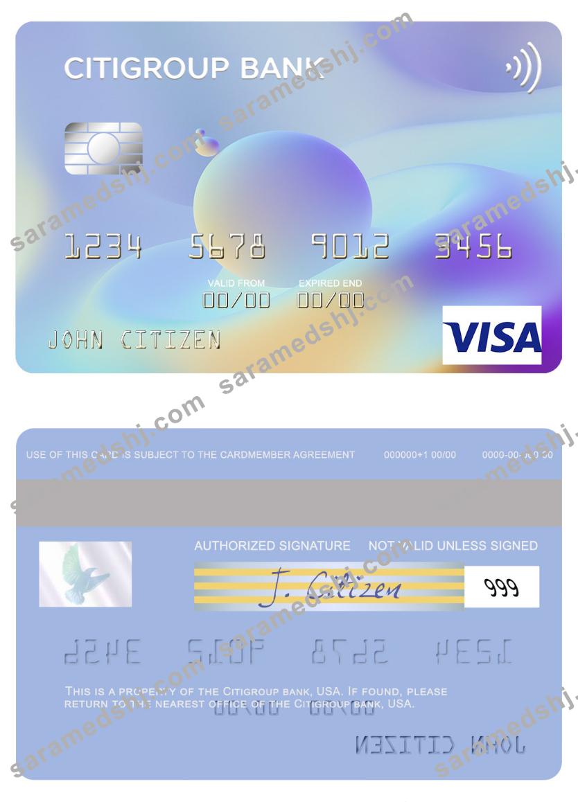 USA Citigroup Bank visa card